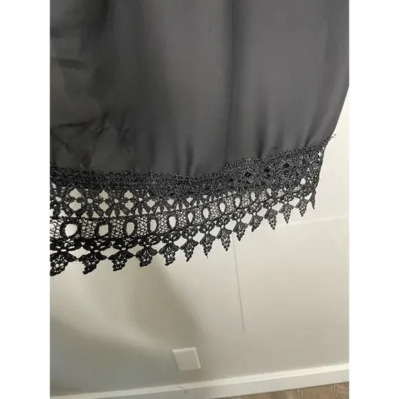 Favolook Long Sleeve Mini Dress‎ Lace Fringe Hem Black Size XL Goth Dark Whimsy - Picture 4 of 10